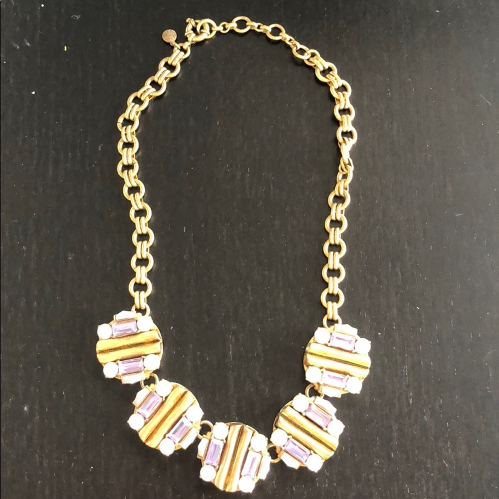 Jcrew purple and gold rhinestone necklace